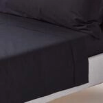 HOMESCAPES Perkal Bettlaken ohne Gummizug schwarz 230x255 cm, Baumwoll-Betttuch...