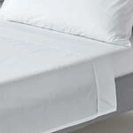 HOMESCAPES Perkal Bettlaken ohne Gummizug wei&szlig; 240x275 cm, Baumwoll-Betttuch...