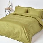 Homescapes 3-teiliges Premium-Bettw&auml;sche-Set olivgr&uuml;n aus 100% &auml;gyptischer