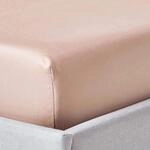 HOMESCAPES Luxus Spannbettlaken 160x200 cm beige, Satin-Spannbetttuch, 100%