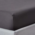 HOMESCAPES Luxus Spannbettlaken 160x200 cm anthrazit, Satin-Spannbetttuch, 100%