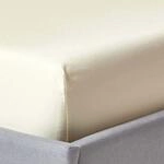 HOMESCAPES Luxus Spannbettlaken 100x200 cm Creme-vanille, Satin-Spannbetttuch,...