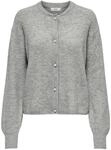 JdY Damen Strickjacke Rundhals Knopfleiste Perlen-Verzierung Knit Fit, Farben:Grau-3,
