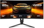ODYS XP34 PRO-X Curved Gaming Monitor &ndash; 34 Zoll (86 cm) UWQHD (3440x1440), 180 Hz