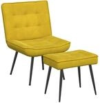 vidaXL Relaxsessel mit Hocker Gelb Samt, Sessel mit Fu&szlig;hocker, Wohnzimmerstuhl