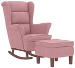 vidaXL Schaukelstuhl Ohrensessel Rosa Samt und Massivholz