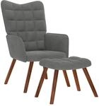 vidaXL Relaxsessel mit Hocker Dunkelgrau Samt