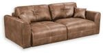DOLAN Bequemes Schlafsofa in Lederoptik mit Bettkasten, Hellbraun -...