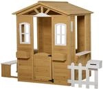 Outsunny Spielhaus Kinderspielhaus aus Holz mit T&uuml;r Fenster Pflanzkasten Briefkasten