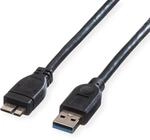 ROLINE USB 3.2 Gen 1 Kabel, A ST - Micro B ST, schwarz, 0,15 m