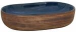 vidaXL Aufsatzwaschbecken Braun und Blau Oval 59x40x14 cm Keramik