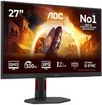 AOC Q27G4SRU 27 Zoll WQHD USB Hub Gaming Monitor, 320Hz, Fast IPS Panel, 1ms GtG,