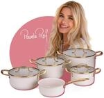 Fackelmann x Pamela Reif Kochtopf-Set 9-tlg. &ndash; Recyceltes Aluminium, Pastell Beige,