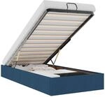 vidaXL Ottoman-Bett ohne Matratze Blau 90x200 cm Stoff, Bettrahmen, Bettgestell...