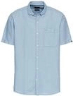 camel active Herren Kurzarmhemd aus einem Baumwoll-Leinenmix Hellblau, Menswear-M