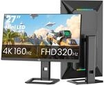 TITAN ARMY Mini LED Monitor 27 Zoll, 4K 160Hz& FHD 320Hz, HDR1000 153% sRGB DeltaE