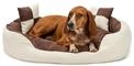 lionto Hundebett 4-in-1 mit Wendekissen, 85 x 70 cm, Braun/Beige | Robustes,