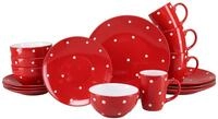 CreaTable, 24595, Serie Polka Dots Rot-Weiss, 16-teiliges Geschirrset f&uuml;r 4