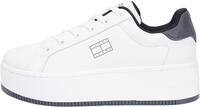 Tommy Jeans Damen Flatform Sneaker Essential Low Top, Wei&szlig; (Ecru/Washed Black), 37