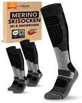sockenkauf24 Damen Merino Skisocken 2 Paar Thermo Winter Kniestr&uuml;mpfe mit Polsterung