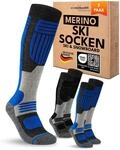 sockenkauf24 Herren Merino Skisocken 2 Paar Thermo Winter Kniestr&uuml;mpfe mit
