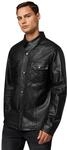 RICANO Mens Shirt - Herren Langarm-Lederhemd (Slim Fit) aus echtem Lamm Nappa...