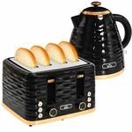 HOMCOM Wasserkocher Toaster Set Fr&uuml;hst&uuml;ck-Set Schwarz | 2200 W, 1,7L...