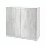 Vladon Sideboard Logan, Made in Germany, Kommode mit 2 T&uuml;ren, Wei&szlig; matt/Beton...