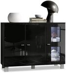 Vladon Sideboard Denjo, Made in Germany, Kommode mit 3 T&uuml;ren, Schwarz...