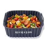 Fackelmann Silikonform f&uuml;r Hei&szlig;luftfritteuse &ndash; 15 cm glatt, Eckig, Aschgrau, f&uuml;r