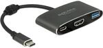 Delock Adapter USB Type-C zu HDMI, USB Type-A und USB Type-C zum Laden, Grau,...