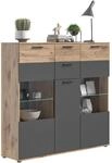 xonox.home - Highboard Mason 140x134x37 cm in Nox Eiche und Basalt grau - Sideboard