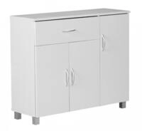 Wohnling Sideboard Sete 90x30x75 cm Wei&szlig; mit Schublade und 3 T&uuml;ren | Kommode...