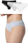 Snocks Brazilian Slip Damen mit Spitze aus Bio-Baumwolle, 3er Pack | perfekte