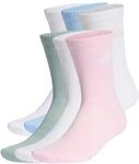 adidas Unisex CUSHIONED CREW SOCKS 6 PAIR PACK, white/clear pink/glow...