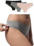 Snocks Brazilian Slip Damen mit Spitze aus Bio-Baumwolle, 3er Pack | perfekte
