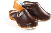 Aves-24 Clogs Pantolette Sandalette Holz + Leder Holzclogs Gr. 36-41 Holzschuhe (41,