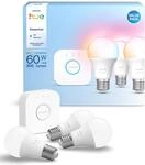 Philips Hue Smart Lighting Starter Kit mit 3 Lampen und Bridge, Wei&szlig;- und