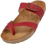 HAFLINGER Bio Juno Leder Pantolette Sandale Korkfu&szlig;bett Unisex Rot (Country Rot