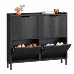 SoBuy Schuhschrank Schmal mit 4 Klappen, Schwarz, 100 x 19 x 91 cm | Nur 19 cm...