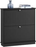 SoBuy Schuhschrank schmal mit 2 Klappen 76x78x18cm f&uuml;r Flur | Schuhkipper f&uuml;r...