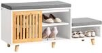 SoBuy Schuhbank mit 2 Sitzfl&auml;chen & Schiebet&uuml;r 101x46x35cm f&uuml;r Flur |...