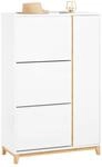 SoBuy Schuhschrank schmal hoch &ndash; Schuhkipper mit 3 Klappen und Seitenf&auml;chern,