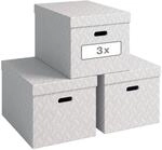 Leitz VON 3er Set Aufbewahrungsbox mit Deckel, 46 L, Gro&szlig;, 100 % Recyclingkarton,
