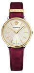Versace - Unisex-Quarzuhr Mode Lederarmband Rot Edelstahlgeh&auml;use Analoges