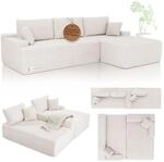 Juskys Sofa Coredo - modernes Cord Sofa mit Ottomane rechts, gem&uuml;tliche Couch...