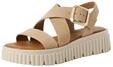 Tamaris Damen Sandalette mit Keilabsatz, beige, 42 EU
