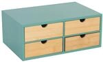Relaxdays Schreibtisch Organizer, 4 Schubladen, mint/natur | f&uuml;r B&uuml;routensilien,