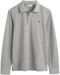 Gant Herren REG Shield LS Pique Rugger Polohemd, Grey Melange, Standard