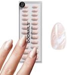 DOONAILS &ndash; Press On Nails 30er Set Nude Marble Almond Form Creme/Wei&szlig; + Marmor &ndash;